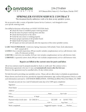 Irrigation Installation Contract Template