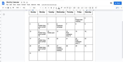 Is There A Calendar Template In Google Docs