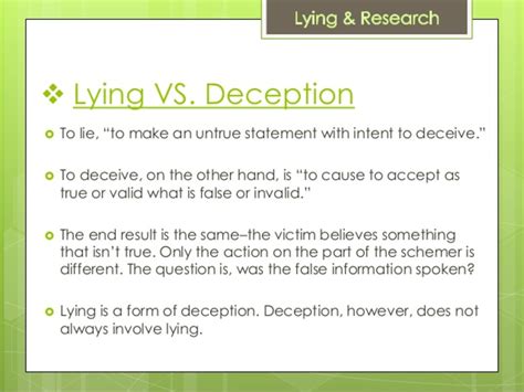 Is deceit and lying the same thing