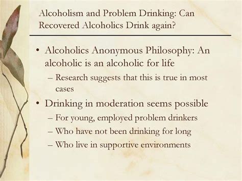 Is moderation possible for an alcoholic