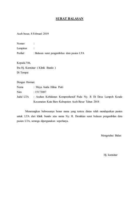 Isi Surat Balasan
