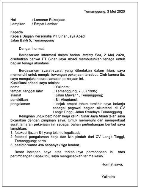 Isi Surat Lamaran