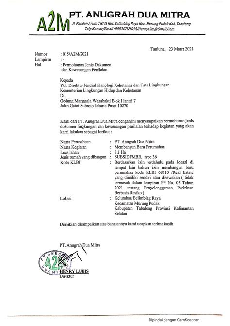 Isi surat contoh