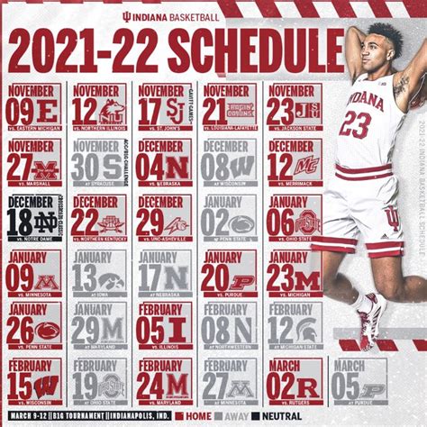 Iu Mens Basketball Printable Schedule