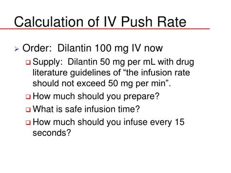 Iv Push Rates Chart