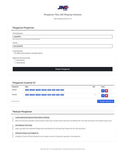 JNE tracking interface