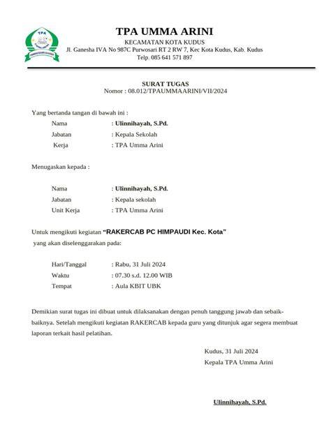 Jenis Acara Surat Tugas