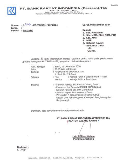 Jenis Surat Undangan Bank BRI