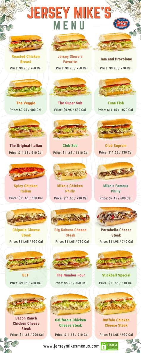 Jersey Mikes Menu Printable