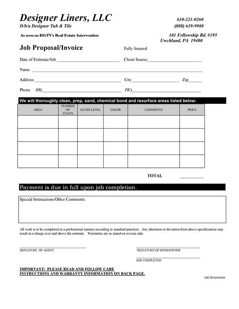 Job Bid Template