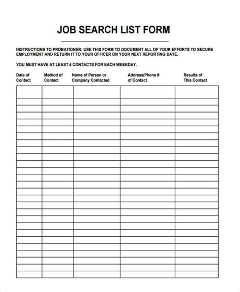 Job List Template