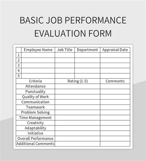 Job Performance Evaluation Template