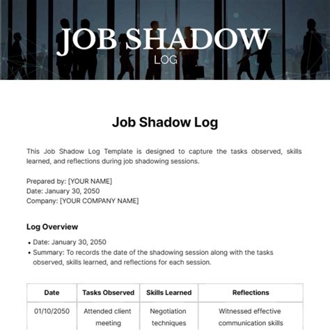 Job Shadowing Template