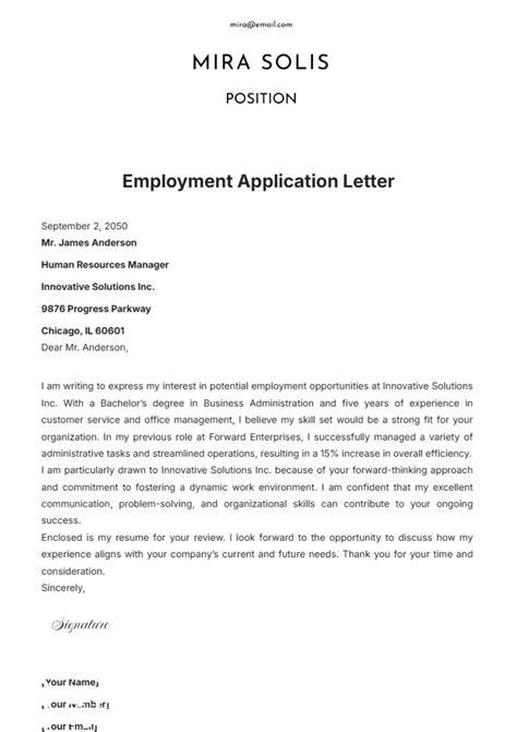 Job application letter