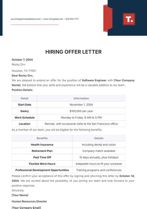 Job offer letter details