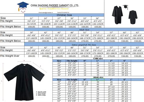 Jostens Gown Size Chart