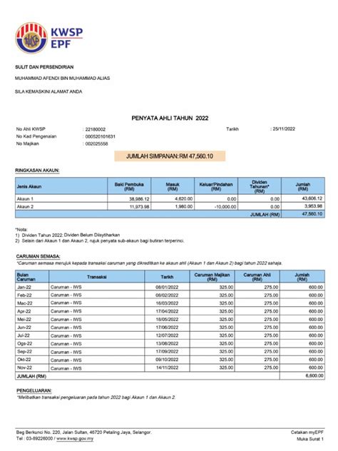Penyata KWSP penting untuk perencanaan kewangan