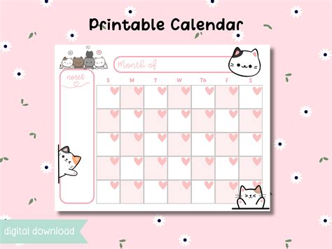 Kawaii Printable Calendar