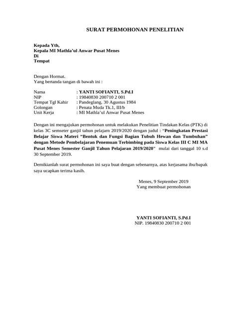 Kepala Surat Permohonan