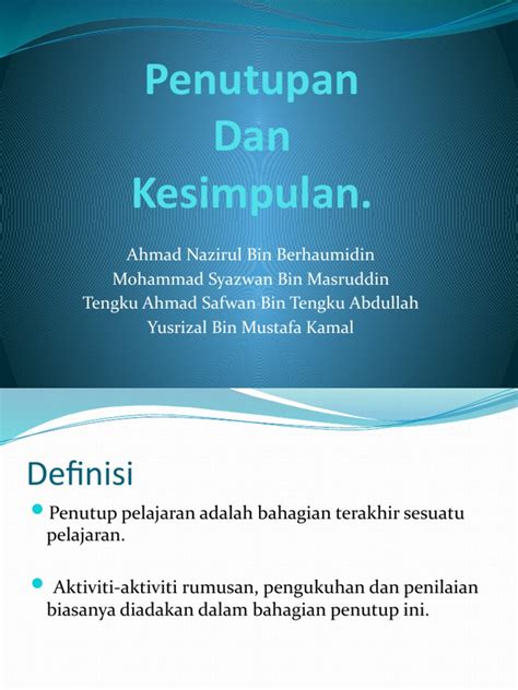Kesimpulan dan Pelajaran