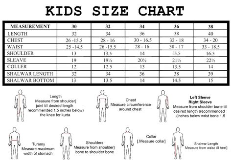 Kids Large Size Chart