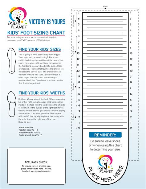 Kids Shoe Measurement Chart