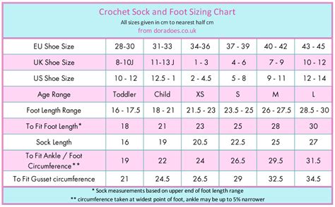 Kids Socks Size Chart