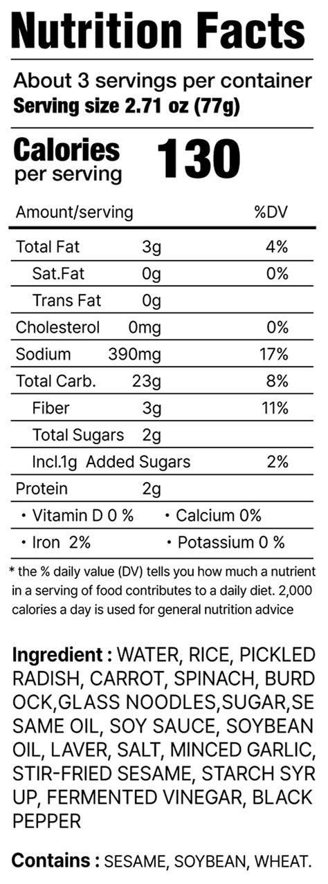 Kimbap Nutrition Facts