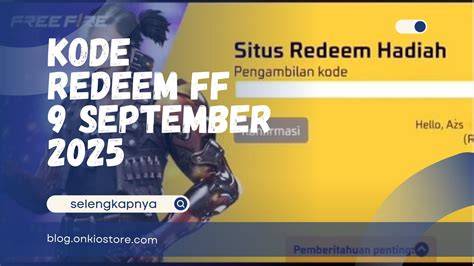 Kode Redeem FF 9 September 2025