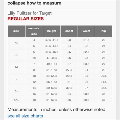 Kohls Size Chart