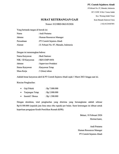 Komponen Surat Keterangan