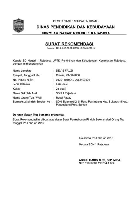 Komponen Surat Rekomendasi