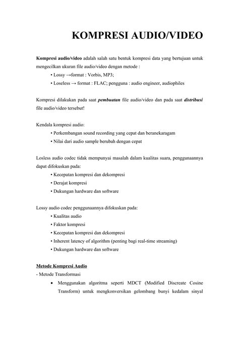 Kualitas Audio Video Kompresi