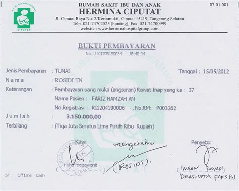 Kwitansi Rumah Sakit
