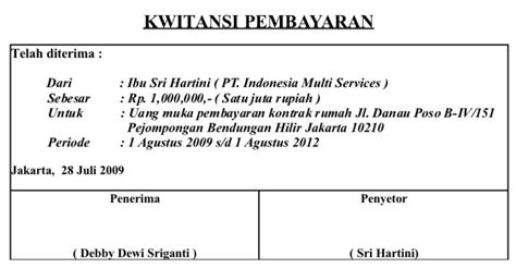 Kwitansi Sewa Rumah