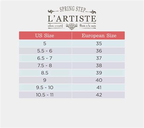 L'artiste Size Chart
