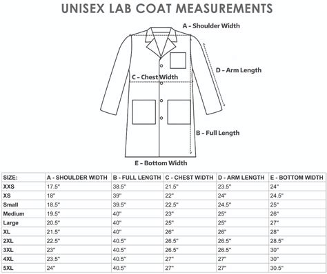 Lab Coat Size Chart Men