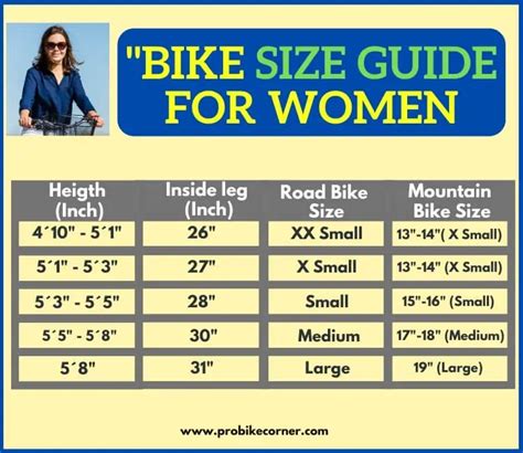 Ladies Mountain Bike Size Chart