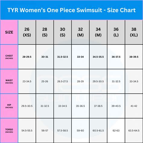 Ladies Swimsuit Size Chart