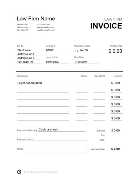 Law Firm Invoice Template