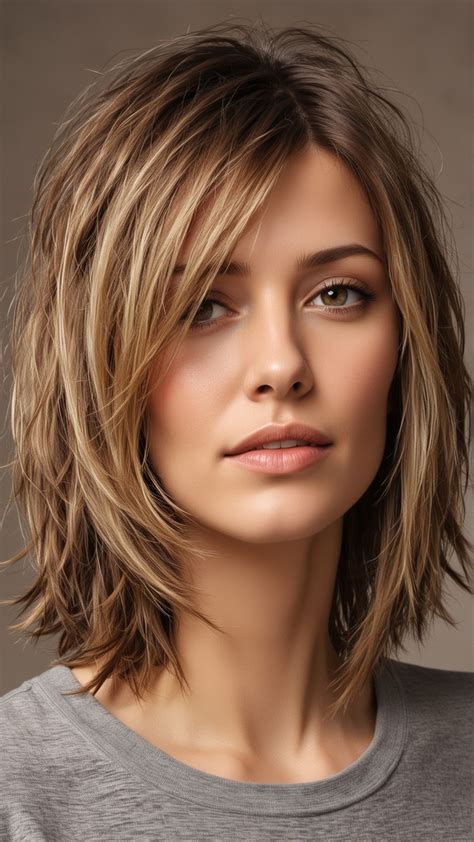 Layered Medium Hair