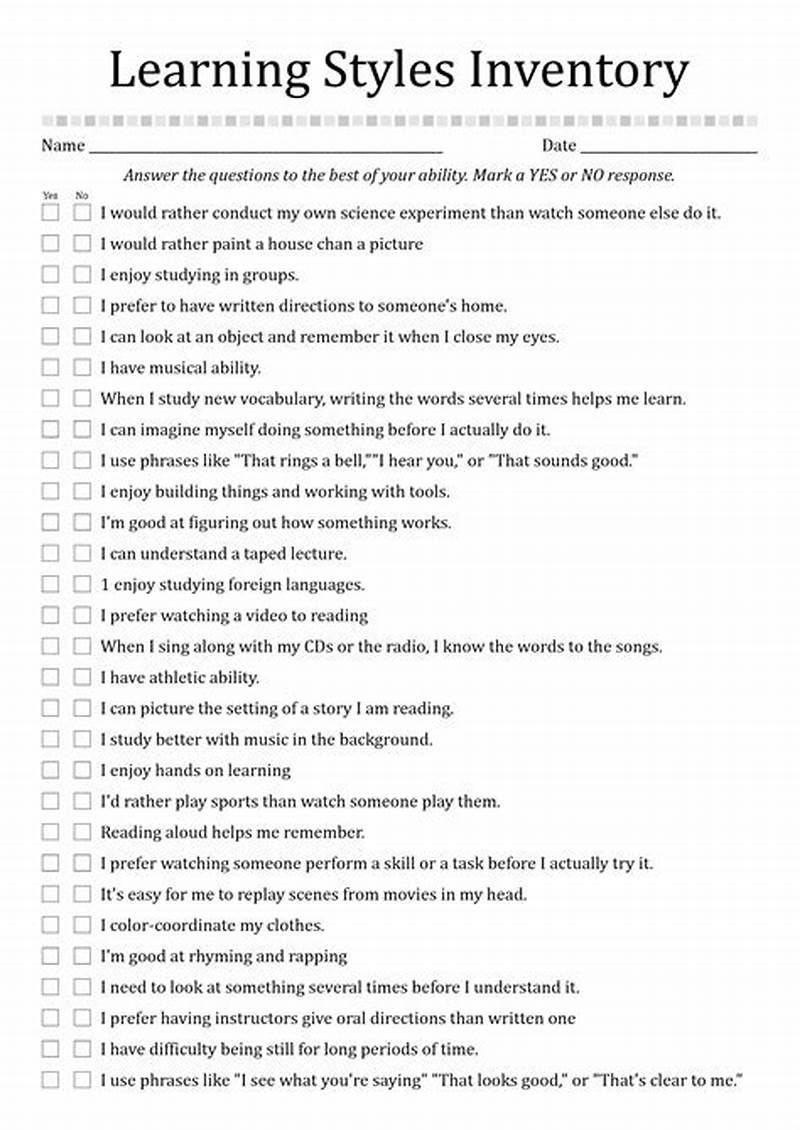 Learning Styles Printable