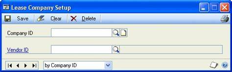 Lease Company Setup Dynamics GP