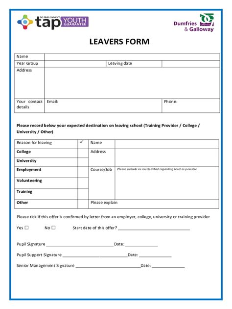 Leaver Form Template