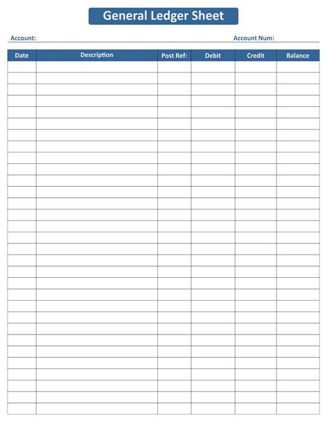 Ledger Sheets Printable