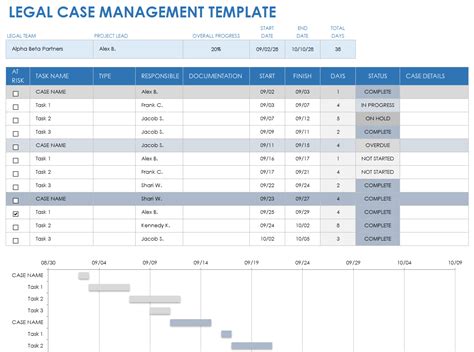Legal Case Management Spreadsheet Template
