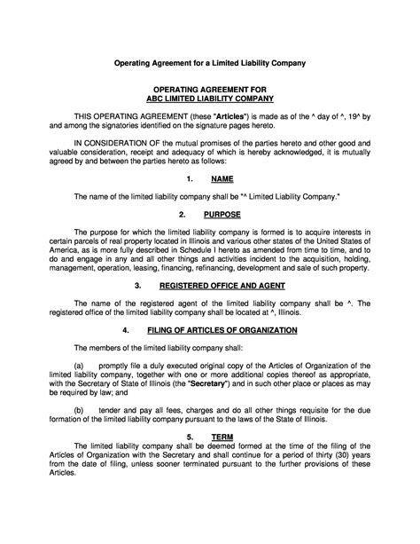 Legalzoom Llc Operating Agreement Template