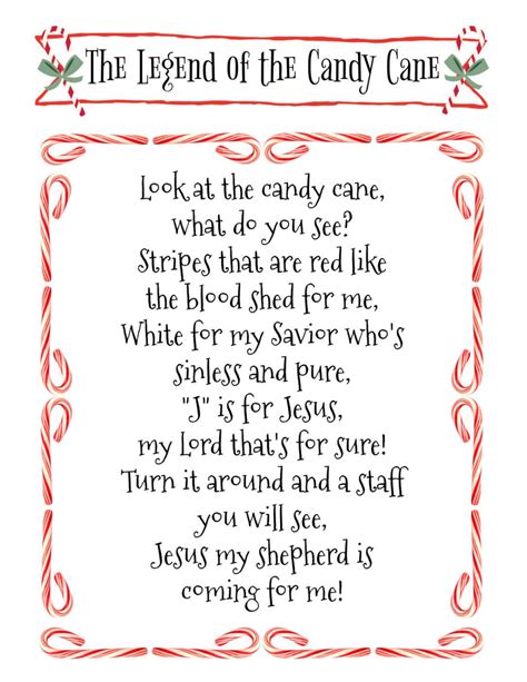 Legend Of The Candy Cane Printable