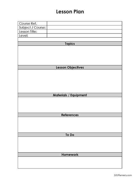 Lesson Plan Template For Word