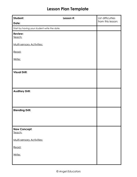 Lesson Plan Template Free